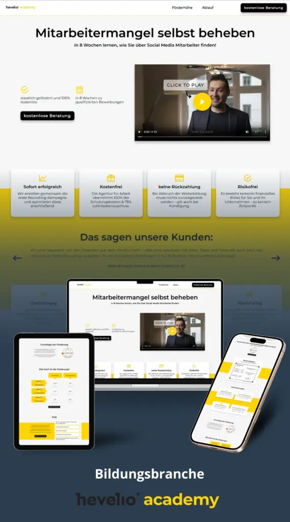 Kundenreferenz der Firma Hevelio Academy